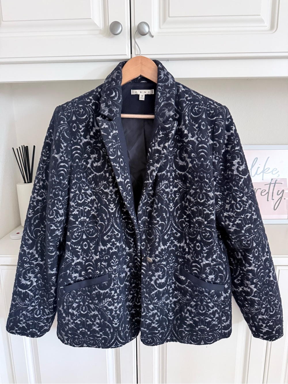 CAbi Navy and Cream Blazer